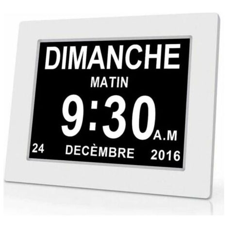 Horloge calendrier numérique One Piece 7 pouces avec date et heure, horloge Alzheimer pour parents, rappel de médicaments pour grands-parents et enfants - Blanc - 20414324mm (1/5)