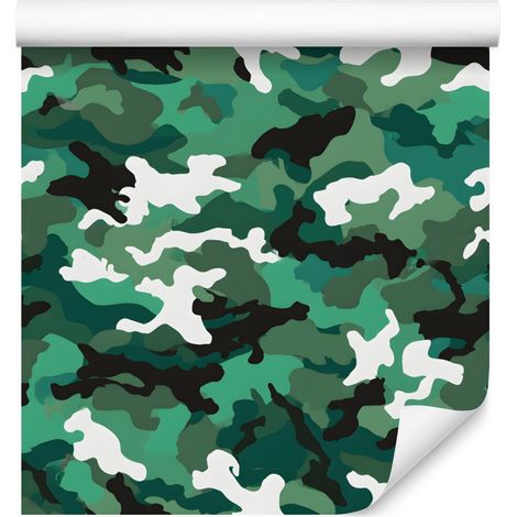 Carta da parati mimetica militare blu navy e verde per soggiorno e camera da letto, 50x1000 cm (1/5)