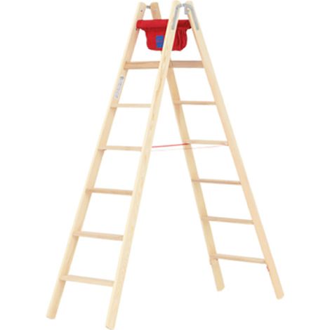 Maler Doppelleiter aus Holz 2x6 Stufen - Hauteur atteignable 2.70m - 71499/2x6