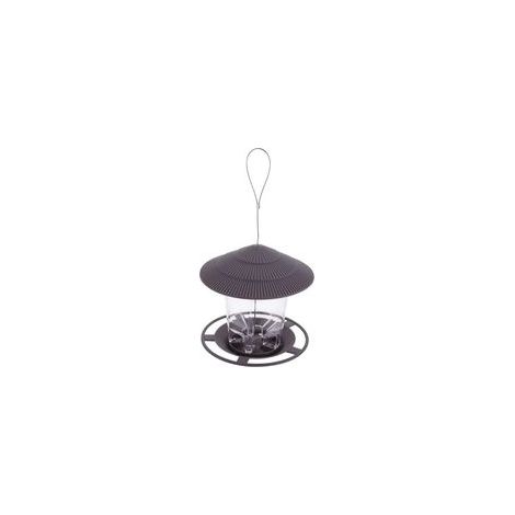 Mangeoire à Oiseaux Suspendue Automatique avec Toit Étanche en Plastique Gris, Capacité Moyenne, pour Jardin Extérieur, pour Oiseaux Sauvages et Amateurs de Nature