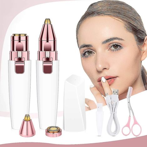 Épilateur à sourcils pour femmes, tondeuse à poils faciaux 2 en 1 avec lumière, rechargeable par USB, pour une épilation indolore des sourcils. (1/5)