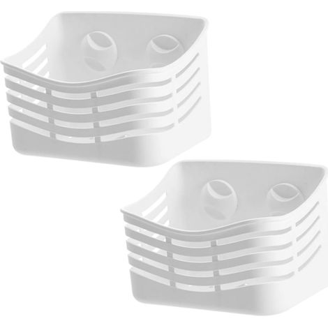 Étagère murale à ventouses en 2 parties pour salle de bain et cuisine, organisateur bonde douche, (1/5)