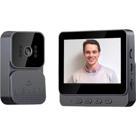 Timbre inteligente inalámbrico con conexión de vídeo, videoportero bidireccional, visión nocturna infrarroja inalámbrica Wi-Fi, color negro. (1/5)