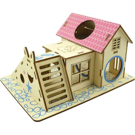 Cachette pour hamster, rat, gerbille, villa à double étage pour petits animaux - Maison d'activités G- (1/4)