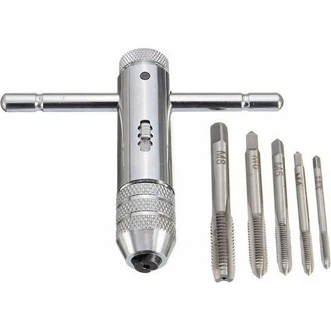 5PCS Tarauds à Main Tourne à Gauche Avec Charnière T-Type Robinet Charnière Main à Cliquet Clé Robinet (1/5)