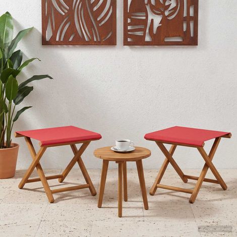 vidaXL Lettino 2 pcs Legno di Eucalipto Massello Rosso