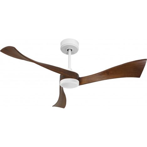 Twist, Ventilateur déstratificateur d'air, pales bois foncées 132 Cm, moteur blanc mate, avec point lumineux LED. (1/2)