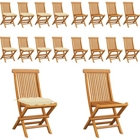 Chaises de jardin et coussins blanc crème lot de 8 Teck massif - Chaise De Jardin Pliable - Chaise De Jardin En Teck - Mobilier De Jardin - Chaise Extérieure - Meubles De Jardin - Home & Living (1/5)