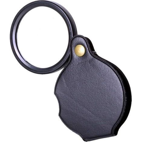 Lente d'ingrandimento pieghevole 3,5X con custodia in pelle e foro per cordino, ideale per ipovedenti e anziani (colore: nero) - Fei Yu (1/5)