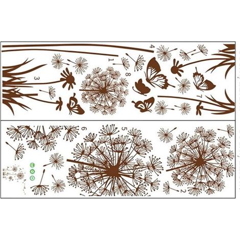 Stickers muraux, lot de 2, 30 x 90 cm, motifs pissenlits, décoration florale, amovibles, faciles à poser, pour décorer une chambre. (1/5)