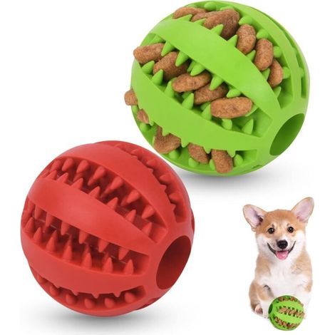 2pcs Jouet Chien Balles, Balle de Jouet pour Chien, Chien de Jouet de en Caoutchouc Naturel, Jouet d'intelligence de dent d'entraînement pour Balle de Chien (1/5)