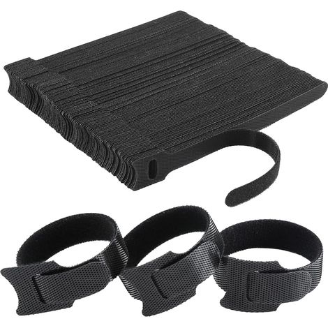 Lot de 100 serre-câbles noirs – 150 x 12 mm – Serre-câbles réutilisables avec fermeture – Gestion des câbles pour la maison, le bureau et le jardin (1/5)
