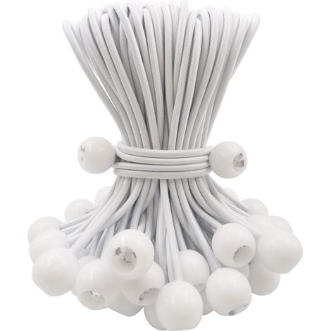Spanngummis mit Kugel 15cm, 50 Stück, weiß, für Planen & Netze (1/5)