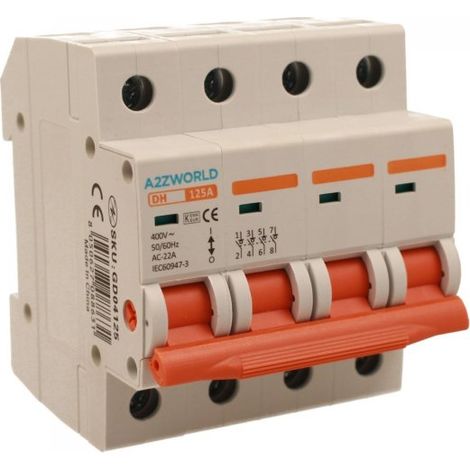 Interruttore Sezionatore Modulare 4P 4M 125A AC 400V IP20 IEC60947-3 DH