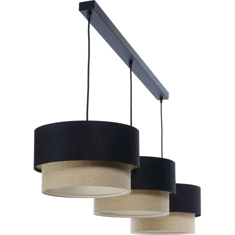 Suspension boho en jute et lin pour salon ou chambre élégante - beige naturel jute et lin (1/5)
