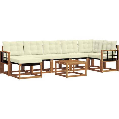 Outdoor Sofa Set 8 pcs Natural and Cream vidaXL