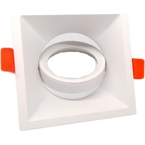 Anello basculante quadrato bianco, taglio 80 mm e portalampada GU10