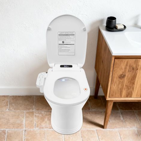 Electric Smart Bidet Toilet Seat, U-Shaped Heated Seat with Dryer and Warm Water, LED Night Light, Temperature Controlled Wash, Smart Touch Panel, 51.5x37x12.3cm (with Nozzle) (1/5)