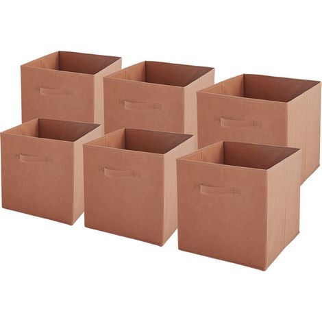 Lot de 6 bacs de rangement intissés pliables - Terracotta coton - 27x27x27 cm - BOX & BEYOND