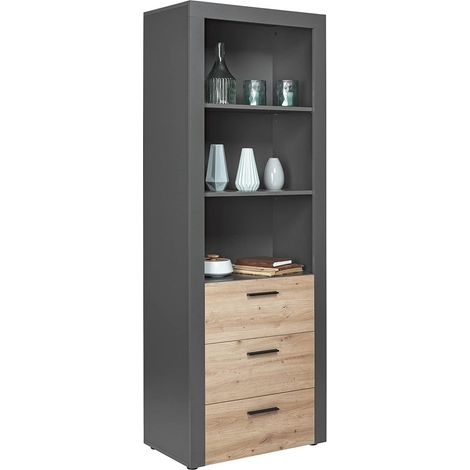 Étagère sur Pied - Étagère Ouverte avec 3 tiroirs, 3 Compartiments et étagères réglables comme étagère, étagère décorative, étagère de Bureau (1/5)