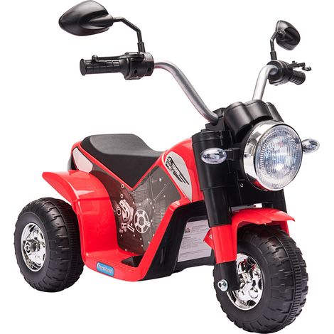 6V Kids Electric Motorbike 3 Wheels Ride On Toy with Horn Headlights Realistic Sounds for Girl Boy 18 - 36 Months Red (1/5)