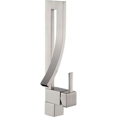 Grifo de lavabo, estructura de latón, acabado en níquel cepillado. (1/5)