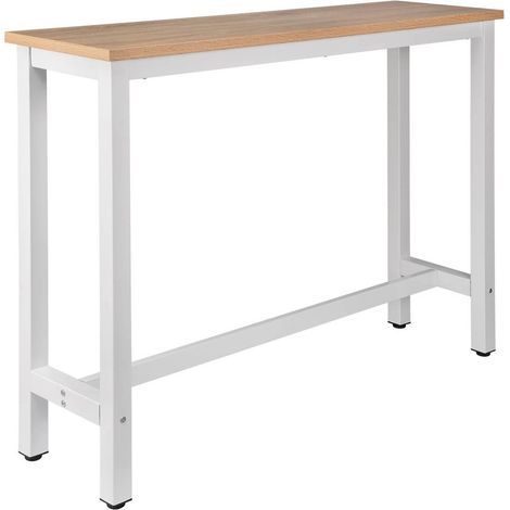 WOLTU 1x Bartisch Bistrotisch Stehtisch Esstisch, Metallgestell, Tischplatte aus MDF eiche hell