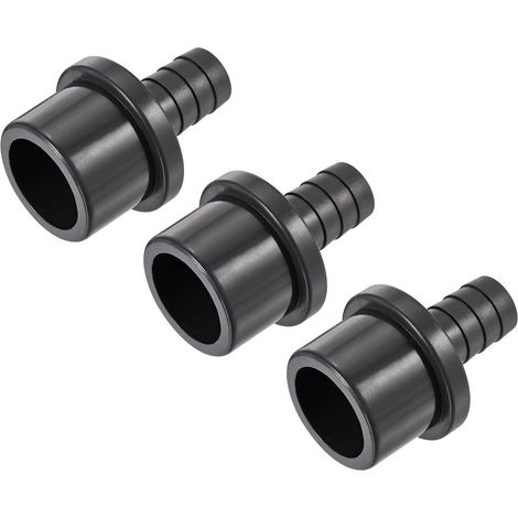 Lot de 3 raccords de tuyau en PVC cannelé 16 mm x 32 mm OD robinet droit adaptateur de tuyau raccord rapide, noir