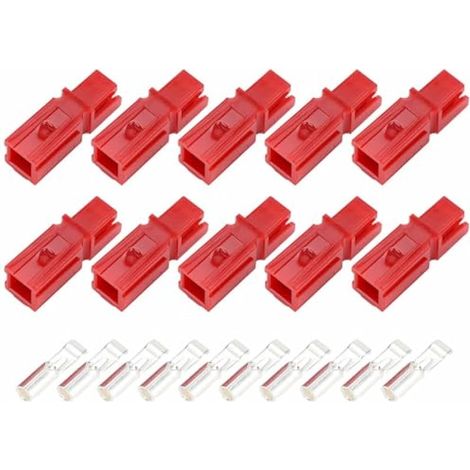 Bornes à connexion rapide haute intensité en cuivre avec ressort en acier au manganèse pour batterie de véhicule électrique (10 jeux), rouge 45 A (1/5)