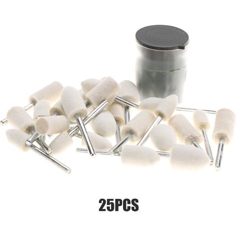 Ortviai Lot de 25 tampons en feutre pour polissage rotatif + crème verte de polissage – idéal acier inox, verre, bijoux (1/5)