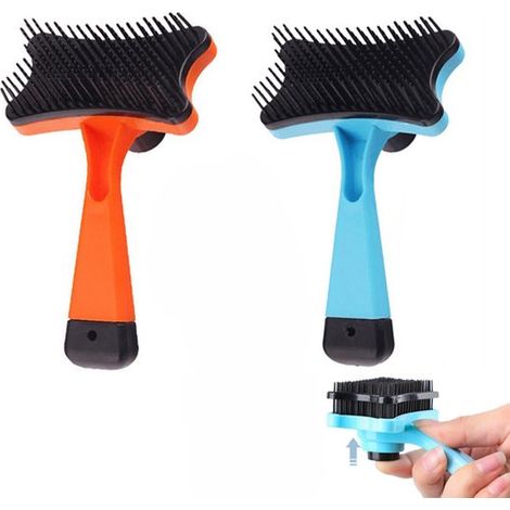 Brosse carde 2 pièces - Peigne pour animaux - Peigne de toilettage - Peigne à insertion - Prise en main facile - 12,5 x 7,5 cm - Convient pour retirer le sous-poil et les poils morts des chats et des  (1/5)