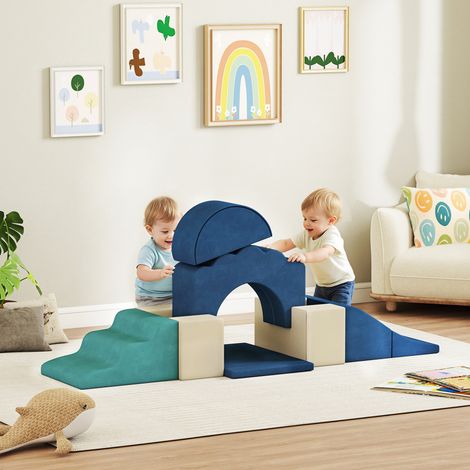 Ensemble de 7 constructions souples pour enfants de 0,5 à 3 ans, ensemble de jeux de blocs souples en mousse et velours, jouets d'escalade pour le salon, la chambre, la maison et la crèche, multicolor (1/5)