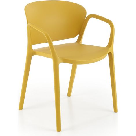 Lot de 4 chaises design polypropylène jaune moutarde Romer (1/5)