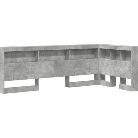 vidaXL Tête de lit de rangement Gris béton Bois d'ingénierie
