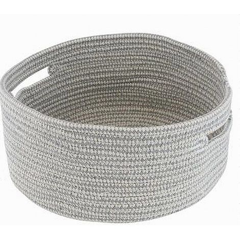 TRADE SHOP - Cestino Portaoggetti Cesto Con Manici In Tessuto Intrecciato Tondo 29x13cm 10639 -