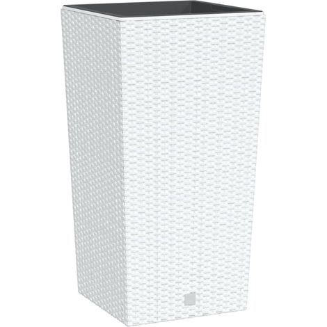 Fioriera da giardino  Vaso con Interno Rimovibile Bianca 21 / 49 L PP Rattan (1/4)
