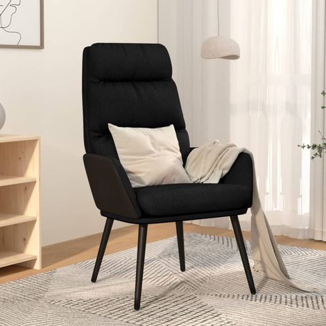 Chaise de relaxation Fauteuil relax - Noir Tissu BonneVie-24532 (1/5)