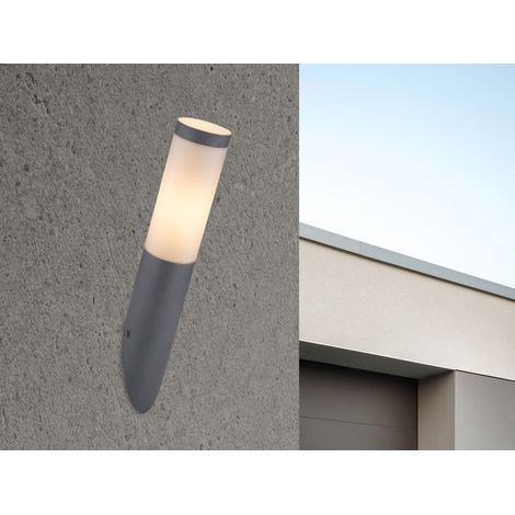 Außenwandleuchte BOSTON aus Edelstahl in Anthrazit & Opal, Höhe 39cm
