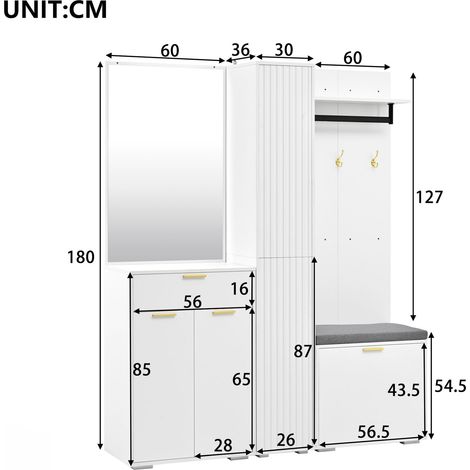 Kleiderschrank aus MDF in Weiß 150 x 36 x 180 cm HOMAIRE (1/5)