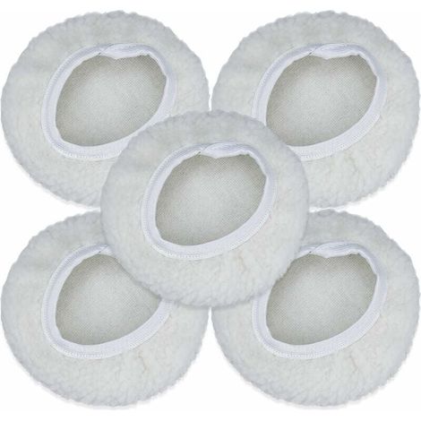 Kit de 5 discos de pulido para capó de lana de 125-150 mm, almohadillas de encerado para la mayoría de pulidoras de automóviles. (1/4)