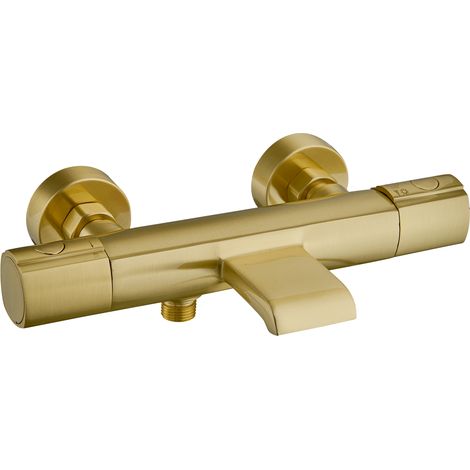 Essebagno Carra Thermostat-Wannen- und Brausemischer gebürstetes gold