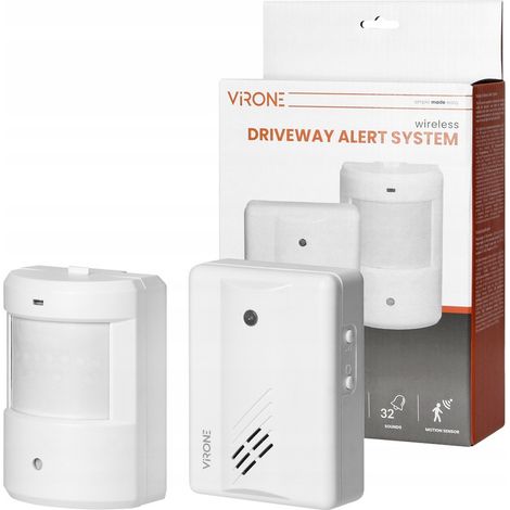 Virone  Détecteur de mouvement sans fil - 100 m - Blanc - Alarme sonore - Installation facile