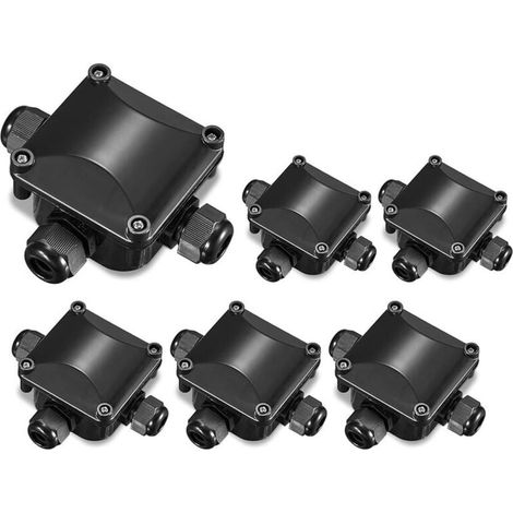 Caja de conexiones, conector en T impermeable IP67, caja de distribución exterior, conector de cable, para cable de 6,5 a 10,5 mm de diámetro, 5 piezas, (negro) (1/4)