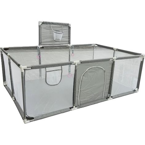 Parc pour enfants, Barrières de sécurité, Terrain de jeu polyvalent, Gris clair sans filet (1/2)