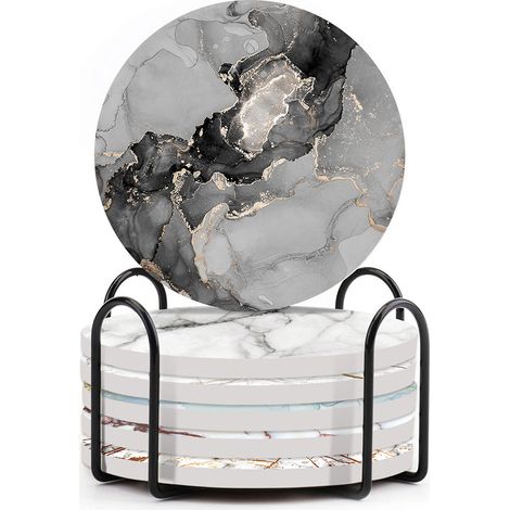Sous-verre Céramique - Ronde 10,3 cm - Base Liège - Lot de 6 (1/5)