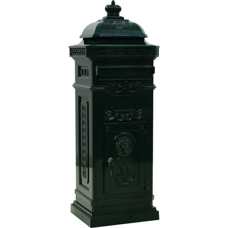 Pillar Letterbox Aluminium Vintage Style Rustproof Green vidaXL