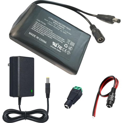 Batterie lithium-ion 12 V 5600 mAh avec chargeur compatible avec appareils 12 V, éclairage de vélo, projet de bricolage, radio, lumière de pêche, bande lumineuse LED, caméra de vidéosurveillance (1/5)