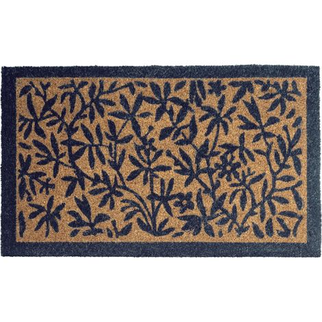 Paillasson en Fibre de Coco 45 x 75 cm Antidérapant Dessous en PVC Motif Feuilles Naturel Nunivak