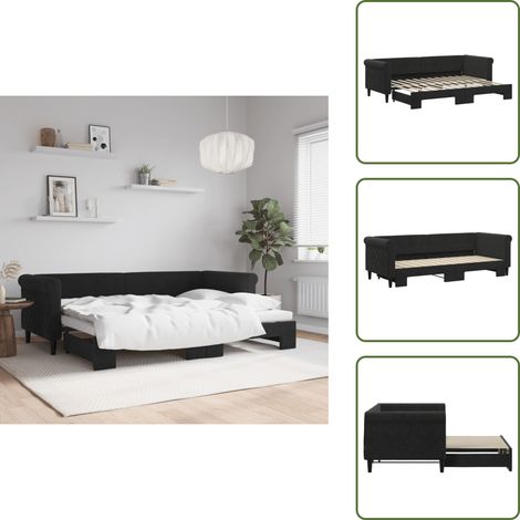 Sofá cama negro - vidaXL Sofá cama nido terciopelo negro 80x200 cm - Sofá cama terciopelo