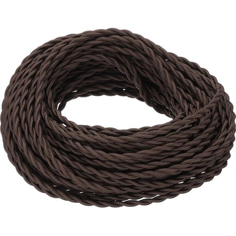 Fil Électronique 100 Ft Fil Tissé Recouvert De Tissu, 18AWG 2-Conducteur Fil Vintage Pour Remplacement De Cordon De Lampe Pour Ampoule Suspendue Projet, Marron Foncé (1/5)